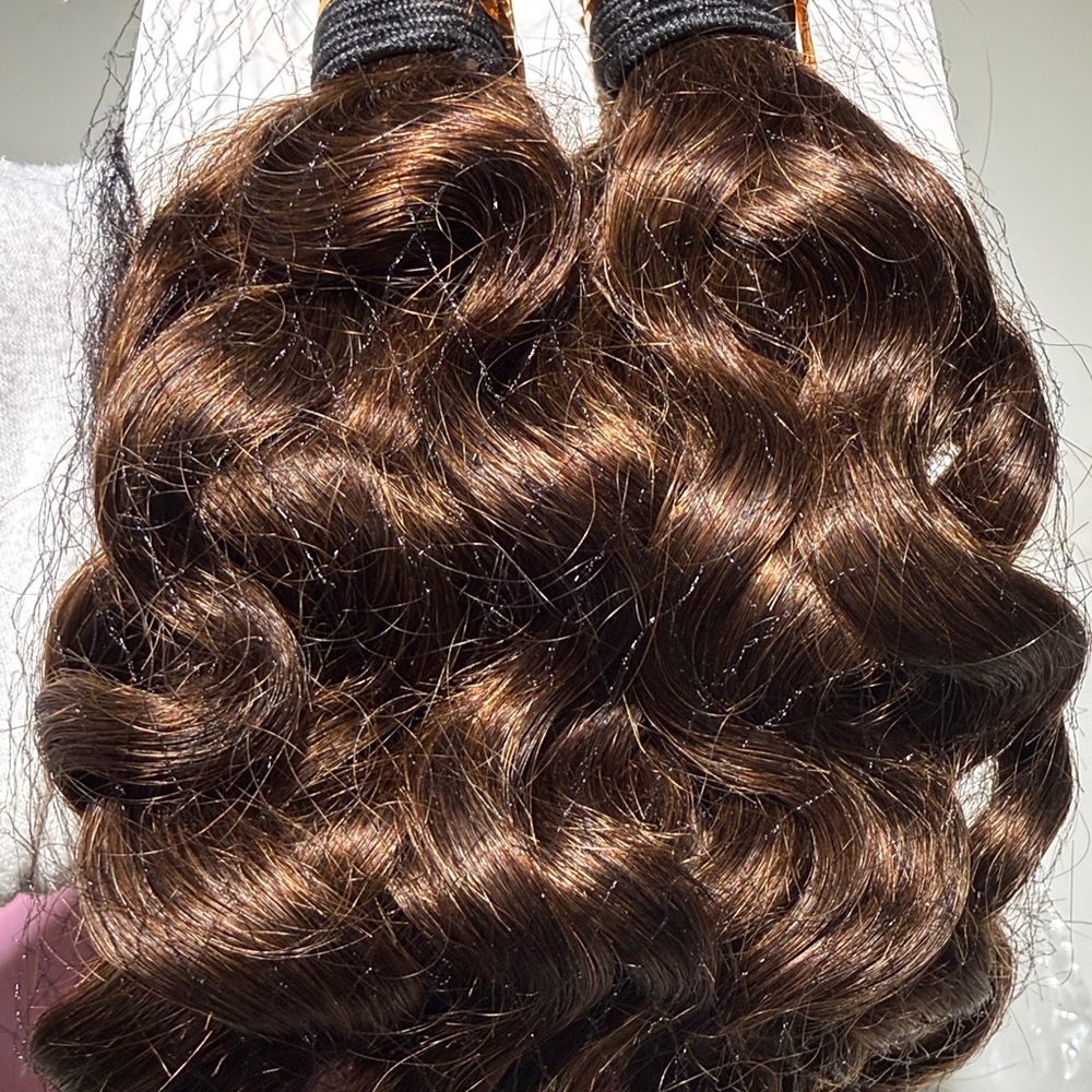 💯% 16”HUMAN Hair for Braiding Curly, Knotless 2 Bundles 100g Water Wave Brown